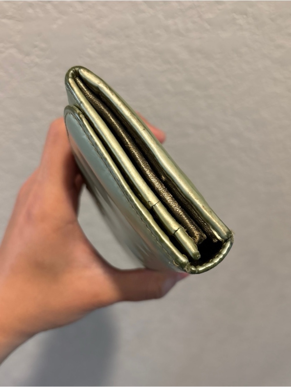 Prada Light Green Patent Leather Long Continental Snap Wallet with Gold Logo - Picture 11 of 15